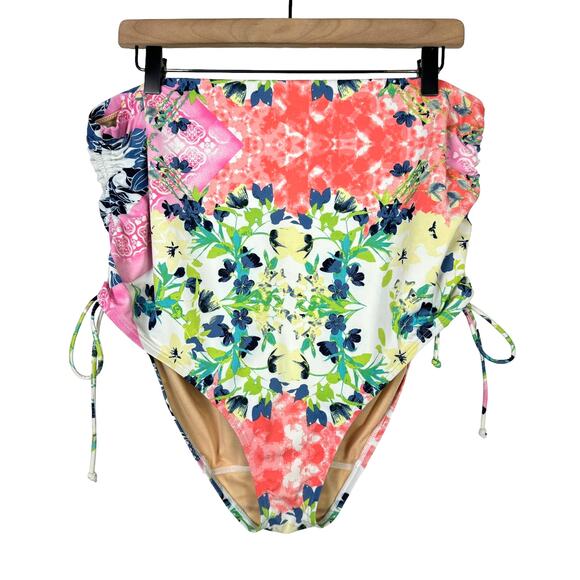 Cacique | Floral Ultra High Waist Full Coverage Brief Swim Bikini Bottoms - Picture 1 of 8